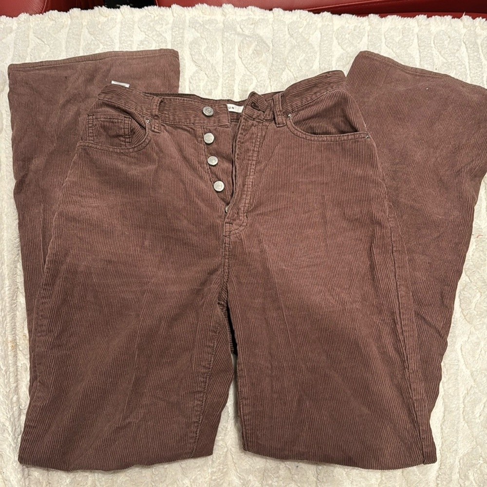 Ribbed brown flare pants